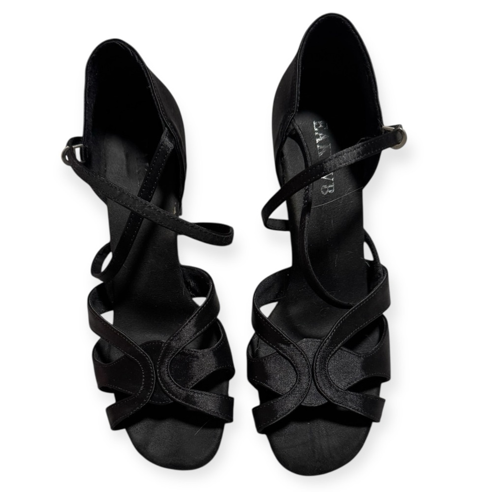 Black Ballroom / Latin Dance Heels – Size 8 – Satin Strappy Design